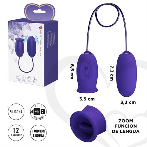 Doble vibrador Bala + Vibrador con forma de lengua